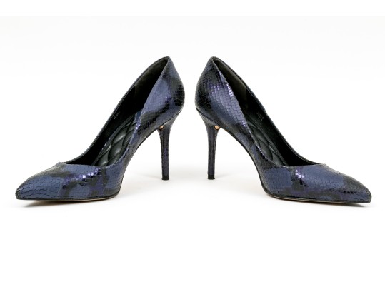 Brian Atwood Unique Blue Python Patterned Pumps, Size 38 1/2