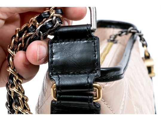 Chanel Striking Black And Tan Leather Gabrielle Hobo Bag