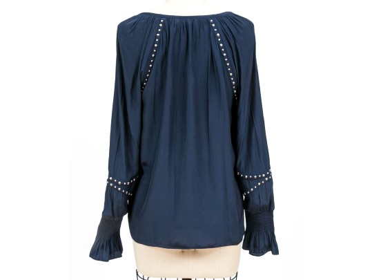 Ramy Brook Striking Navy Blue Studded Blouse, Size XS