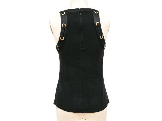 Ramy Brook Beautiful Black Grommet Decorated Sleeveless Tank, Size XS Or S