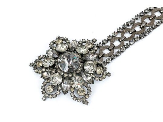 Fabulous Vintage Metal And Rhinestone Adjustable Belt