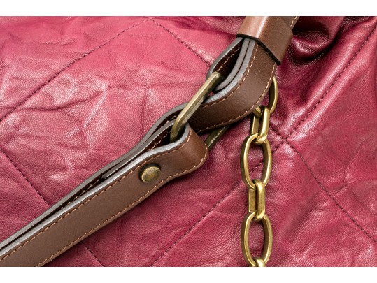 Lanvin Beautiful Large Quilted Burgundy Leather Bag