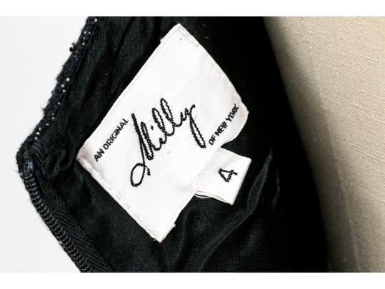 Milly Beautiful Black And Ivory Bedazzled Tank Sheath, Size 4