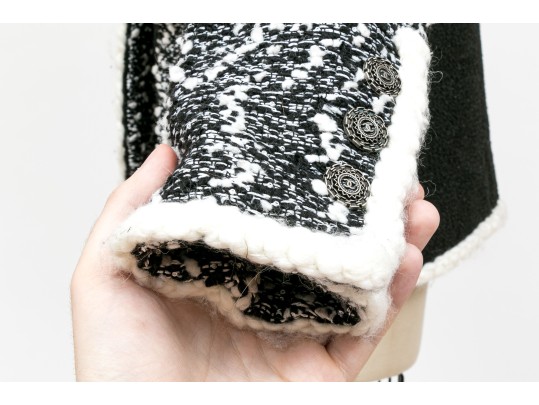 Chanel Striking Black And White Tweed Jacket, Size 36