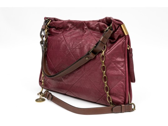 Lanvin Beautiful Large Quilted Burgundy Leather Bag