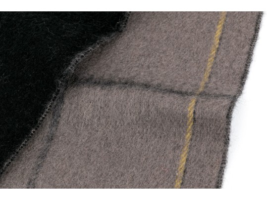 Christian Dior Classic Black And Tan Merino Wool Reversible Plaid 50