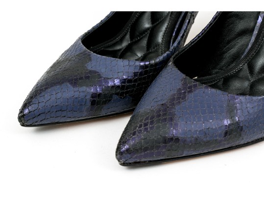 Brian Atwood Unique Blue Python Patterned Pumps, Size 38 1/2