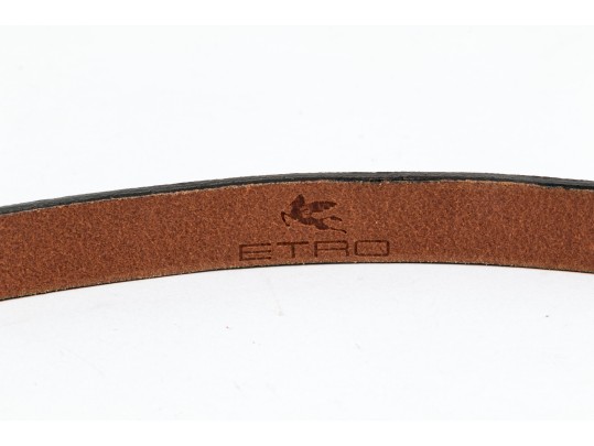 Etro Lovely Pair Of Two Narrow Belts, Leather And Snakeskin Grains