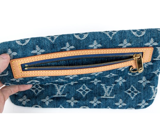 Louis Vuitton Fabulous Denim Logo And Suede Lined Bag