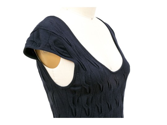 Milly Striking Navy Blue Tank Dress, Belt Decoration, Size Small