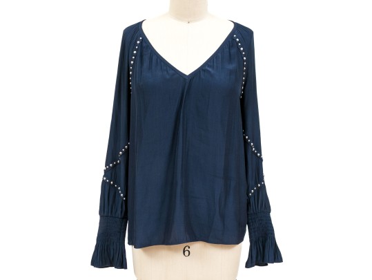 Ramy Brook Striking Navy Blue Studded Blouse, Size XS