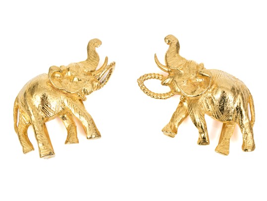 Mimi Di N Fabulous Vintage Gold Tone Elephants Belt Buckle, Circa 1972