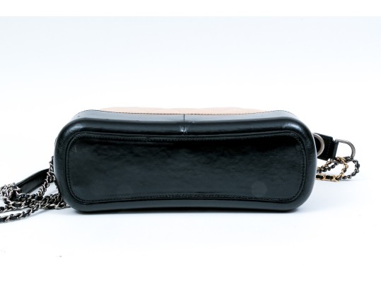 Chanel Striking Black And Tan Leather Gabrielle Hobo Bag