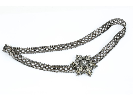 Fabulous Vintage Metal And Rhinestone Adjustable Belt