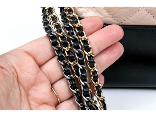 Chanel Striking Black And Tan Leather Gabrielle Hobo Bag