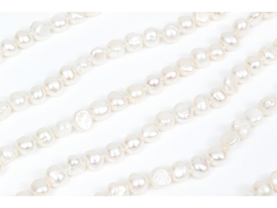 Striking 9mm To 10mm Cultured Freshwater Pearl Rope Necklace, Endless Strand
