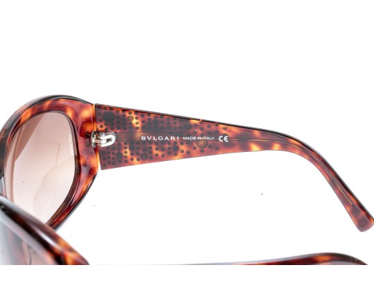 Bulgari Beautiful Bedazzled Tortoise Acrylic Sunglasses, With Case