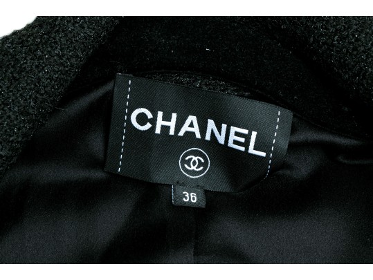 Chanel Striking Black And White Tweed Jacket, Size 36