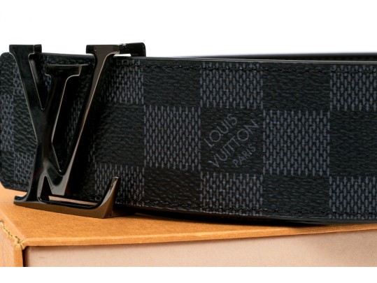 Louis Vuitton Handsome Damier Ebene Black Belt, 90/35, With Box