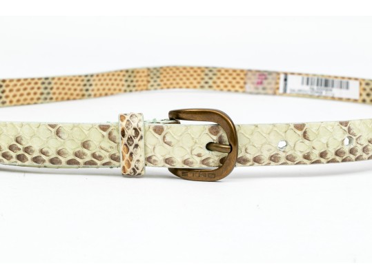 Etro Lovely Pair Of Two Narrow Belts, Leather And Snakeskin Grains
