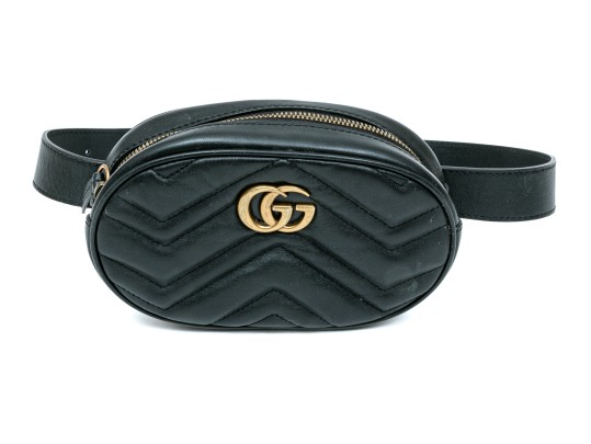 Gucci Striking Black Quilted Leather Marmot Belt Bag