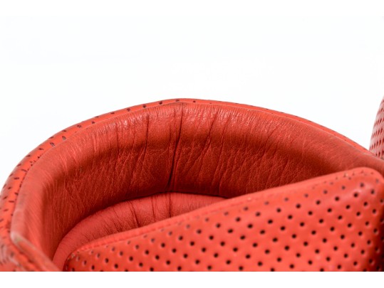 Balenciaga Striking Red Orange Leather Mens High Top Sneakers, Size 41