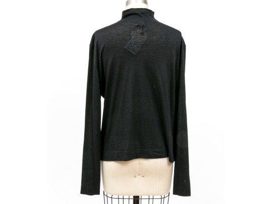 Akris Black Cashmere Long Sleeve Shirt, Size 14, Retail Approximately $880
