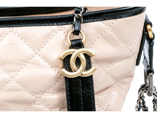 Chanel Striking Black And Tan Leather Gabrielle Hobo Bag