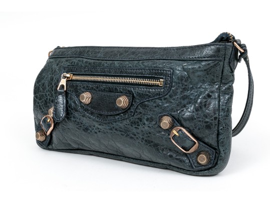 Balenciaga Handsome Blue Leather Shoulder Bag