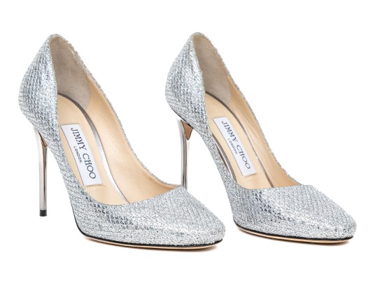Jimmy Choo Spectacular Silver Glitter Stiletto Pumps, Size 36