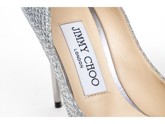 Jimmy Choo Spectacular Silver Glitter Stiletto Pumps, Size 36