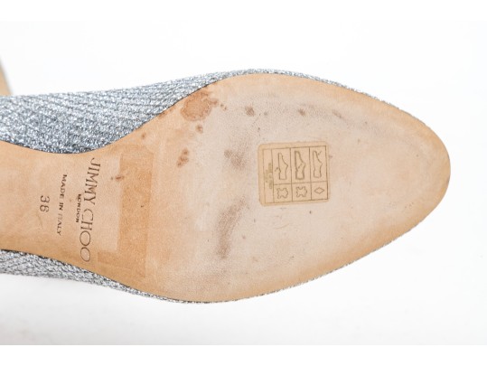 Jimmy Choo Spectacular Silver Glitter Stiletto Pumps, Size 36