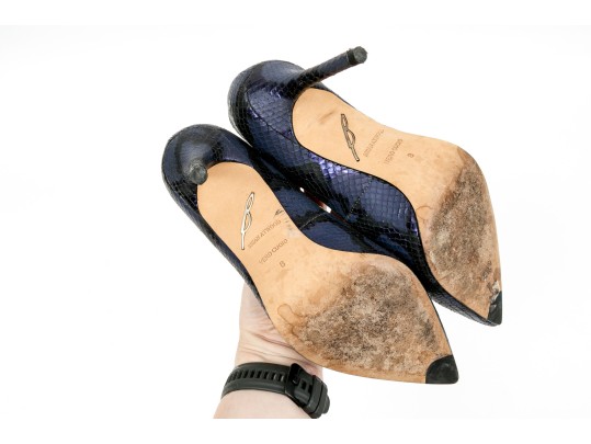 Brian Atwood Unique Blue Python Patterned Pumps, Size 38 1/2