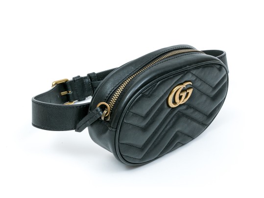 Gucci Striking Black Quilted Leather Marmot Belt Bag