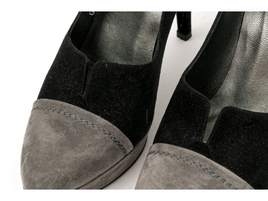 Stuart Weitzman Black And Grey Suede Platform Stiletto Pumps, Size 5.5