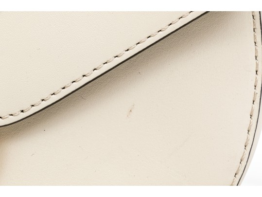 Sandro Contemporary Ivory Leather Flap Shoulder Bag, Chain Decorated Strap