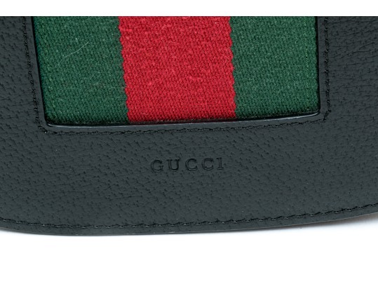 Gucci Stunning Black Leather Linnea Butterfly Bedazzled Clutch Bag