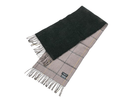 Christian Dior Classic Black And Tan Merino Wool Reversible Plaid 50