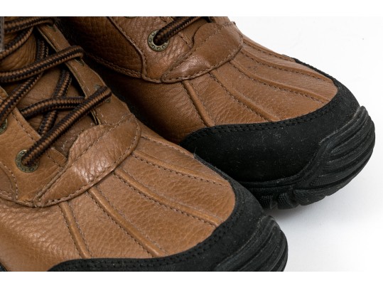 Ugg Fabulous Shearling Lined Brown Leather Outdoor Boots, Vibram Treads, Size 7