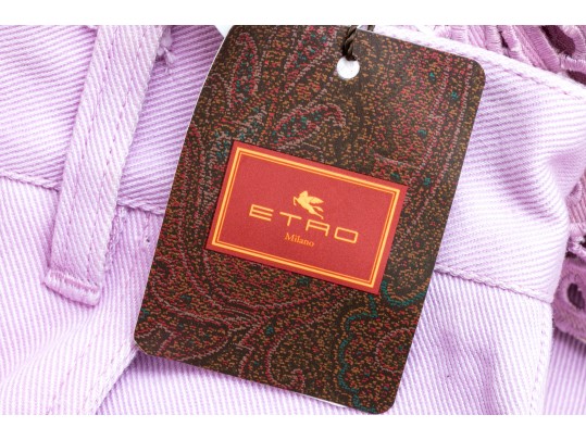 Etro Unique Lavender Purple Eyelet Bell Bottom Jeans, Size 26, $1170 Retail