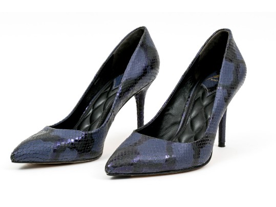 Brian Atwood Unique Blue Python Patterned Pumps, Size 38 1/2