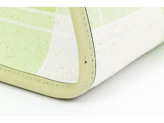 Etro Beautiful Green And White Embroidered Top Handle Tote Bag, Retail $2050