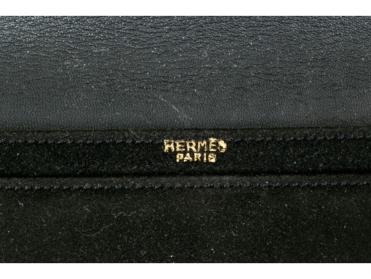 Hermes Dark Brown Vintage Suede Flap Clutch