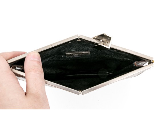 Giorgio Armani Lovely Brown And Tan Leather And Crocodile Clutch