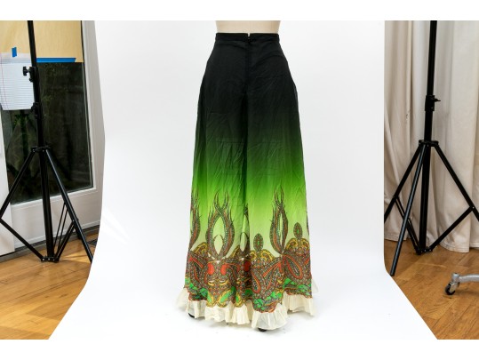 Etro Striking Black And Green Ombre Maxi Skirt, Size 40, $1200 Retail