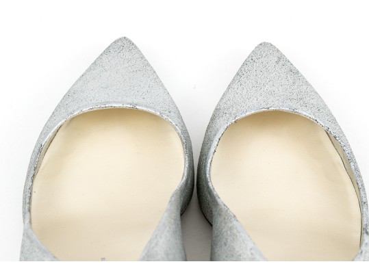 Chanel Striking Metallic Silver Leather Pumps, Size 36 1/2