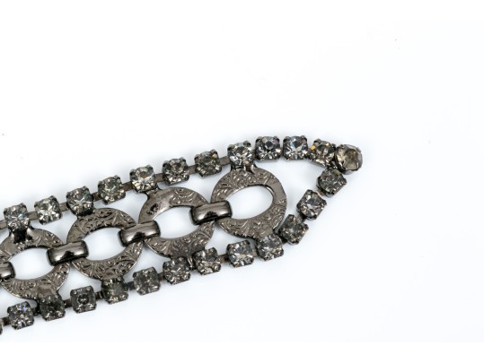 Fabulous Vintage Metal And Rhinestone Adjustable Belt