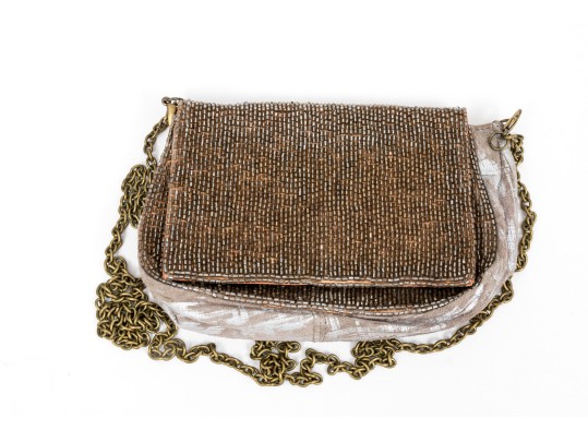 Deepa Gurnani For Trina Turk Beautiful Burnout Leather Clutch/shoulder Bag
