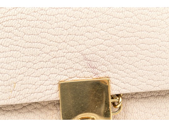 Chloe Chic Small Ivory Leather Flap Shoulder Bag, Chain Strap