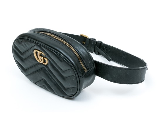 Gucci Striking Black Quilted Leather Marmot Belt Bag